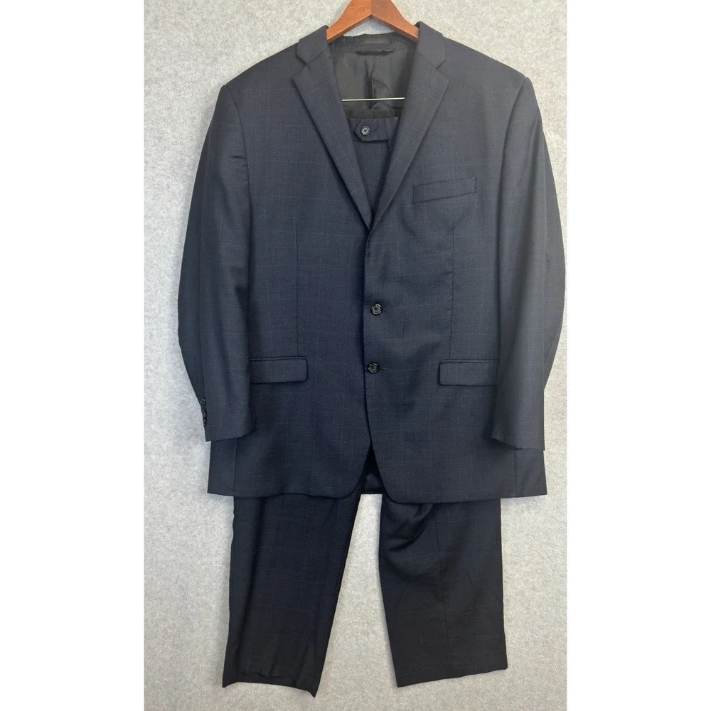 Lauren Ralph Lauren 42R 42x32 Blue‎ Glenn Check 100% Wool Mens Suit